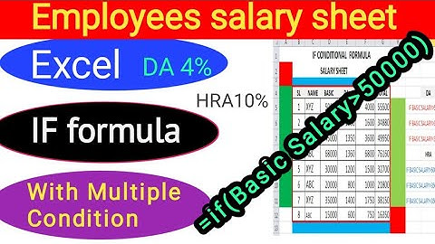 excel if formula with multiple condition| DA% HRA% |salary sheet  in excel