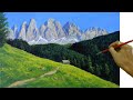 Acrylic Landscape Painting in Time-lapse / Hut in the Mountain