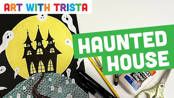 How to Draw a Haunted House With Space and Texture Art Lesson Video Tutorial - Art With Trista