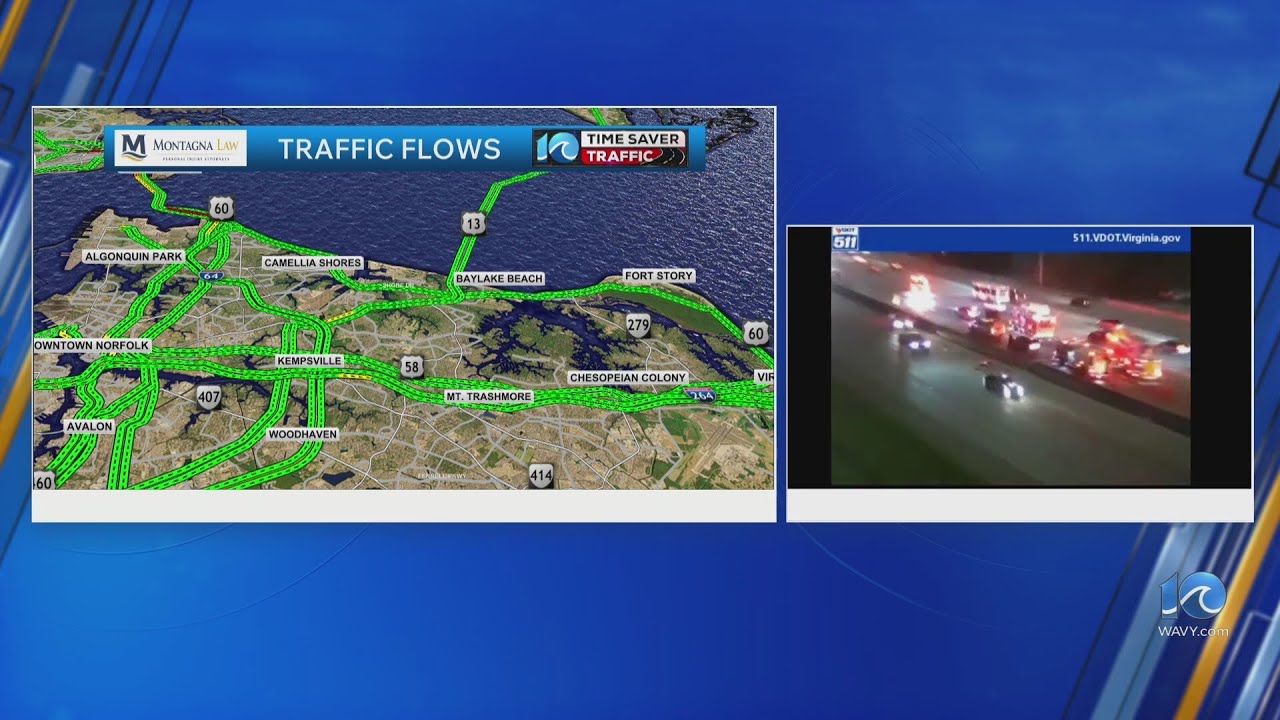 アンクルート Multiple lanes on I-264E closed near Witchduck Road following a
