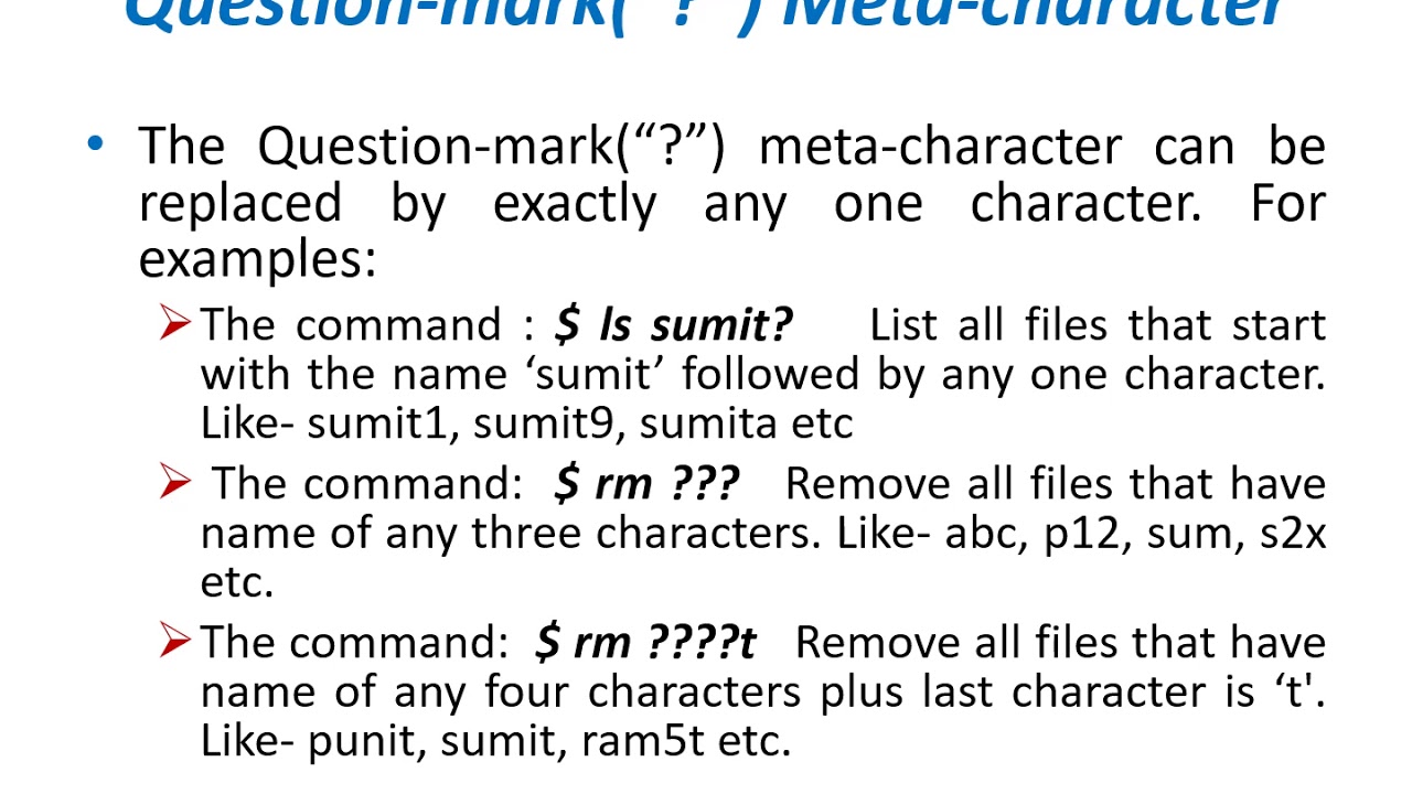 CS 303 5.4 Meta characters and Pattern Matching By Baldev Ram Mali ...