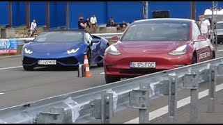 LAMBORGHINI HURACAN LP 610-4 VS TESLA MODEL 3 PERFORMANCE: DRAG RACE