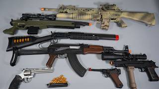 Shell ejecting Luger P08 and AK47 Toy Gun Airsoft Nerf Gun- POV Reload Realistic Toy Guns Collection