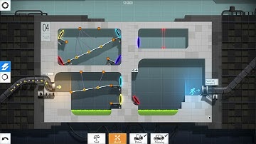 Bridge Constructor Portal Level 4, No Stickman Fall, No Bridge Collapse Solution.