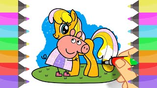 Peppa Pig hug My Little Pony Brilliant Drawing | Coloring Pages for Girls | Cute Art Colors for Kids screenshot 4