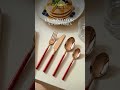 Elegante Rose Gold Dining Cutlery Collection With Bold Red Modern Finish For Stylish Table #cutlery
