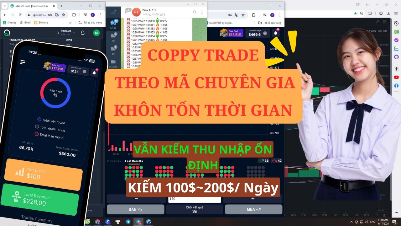 coppy trade kiếm lợi nhuận cùng chuyên gia ngày 5-7% với công cụ bot Quickinvest | BINVERSE