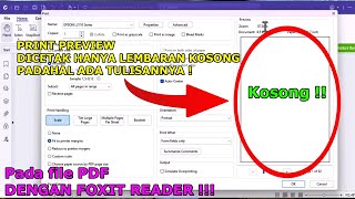 Cara Mengatasi hasil PDF Print preview kosong pada foxit reader jika diprint hanya lembar kosong