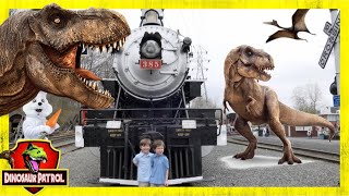 Dinosaur Patrol Save Dinosaur World Easter Train Ride with Giant T-Rex