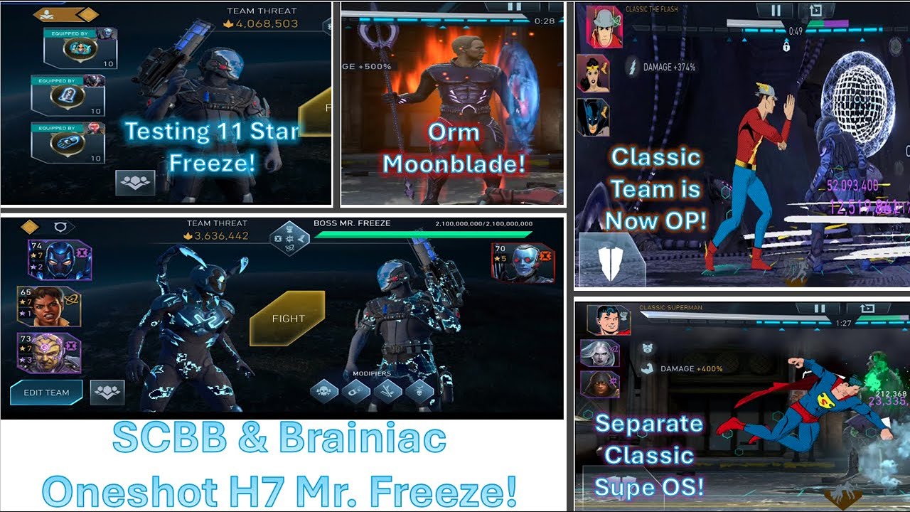 Scarab Blue Beetle SCBB & Brainiac oneshot H7 Freeze | On Ice | Injustice 2 Mobile