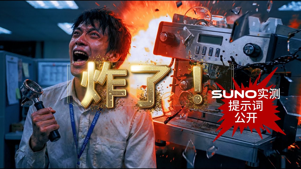 Suno AI+VEO3.1+Grok+Klingai+Hailuo+Wan2.5+Infinitytalk 极限压力测试：我的咖啡机炸了！[完整 Prompts + 视觉生成横评]