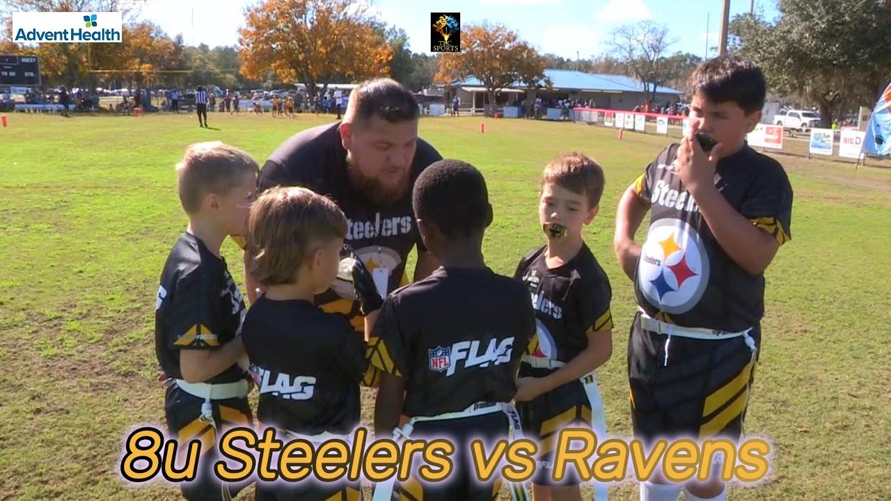 8u Boys Steelers vs Ravens Week 1 of the Marion County NFL Flag Football League in Ocala, Florida.