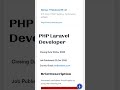 PHP LARAVEL DEVELOPER @urgent job opportunities #immediatejoiners #recruitmentexperts #placement
