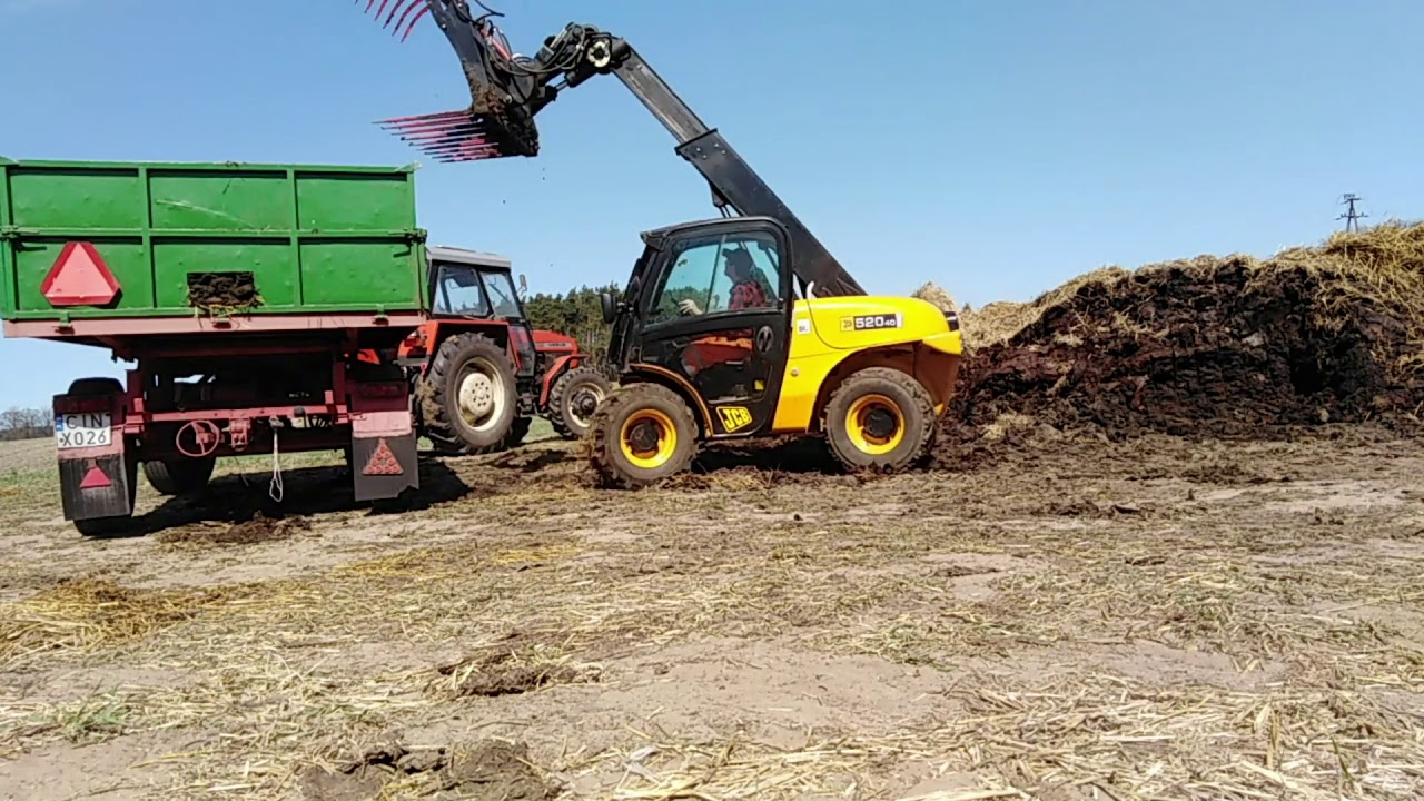 Załadunek i wywóz obornika na pryzmę - JCB 520.40 i Ursus 1014