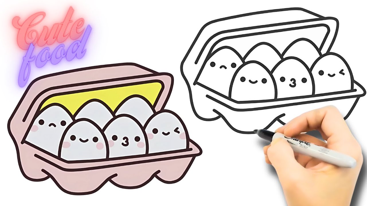 💗KAWAII-TEGNING: HVORDAN DU TEGNER EN KAWAII-EGGEKARTONG FOR BARN (MAT KAWAII)
