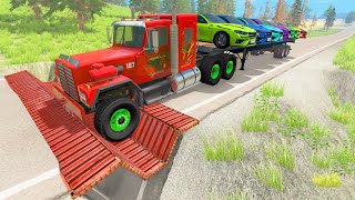 HT Gameplay Crash #14 | Big Trucks and Cars vs Upside Down Speed Bumps vs Giant Water Pit screenshot 5