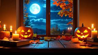 Cozy Halloween Room 🎃 Candlelight & Full Moon Ambience 4K screenshot 2