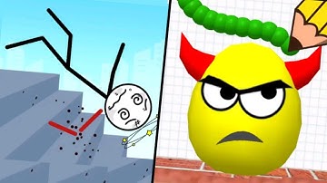 Satisfying Android Games DRAW TO SMASH, vs KICK LOSER (Ragdoll Break), walkthrough Interesting Game,
