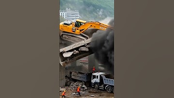 🚜Construction Excavator Malfunctions During Disaster Recovery #fail #excavator #engineering #shorts