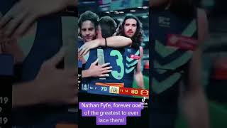 Nathan Fyfe waves to the crowed and says goodbye to the AFL.