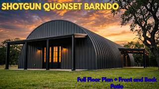 Shotgun Quonset Barndominium Floor Plan With Front and Back Patio — Full Design Breakdown 2026