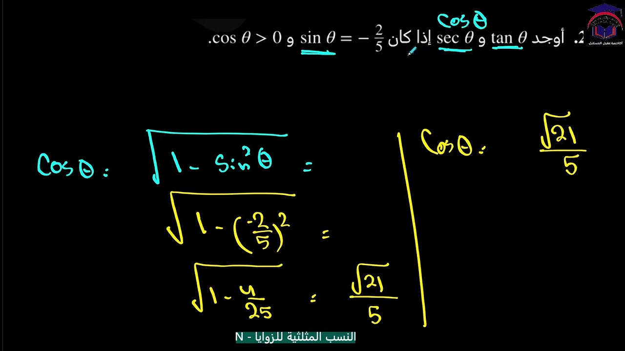 Math 11 S2 lesson  21N talat النسب المثلثية للزوايا ‏رياضيات الصف ‏الحادي عشر
