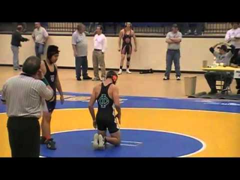 Derek Hughes wrestling for catossa at Pryor vs Tul...