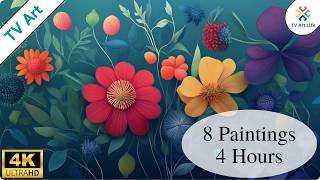 Beautiful Floral Watercolor TV Screensaver 🌻 TV Art Wallpaper 🌷 4 Hours 8 Paintings | No Sound screenshot 1