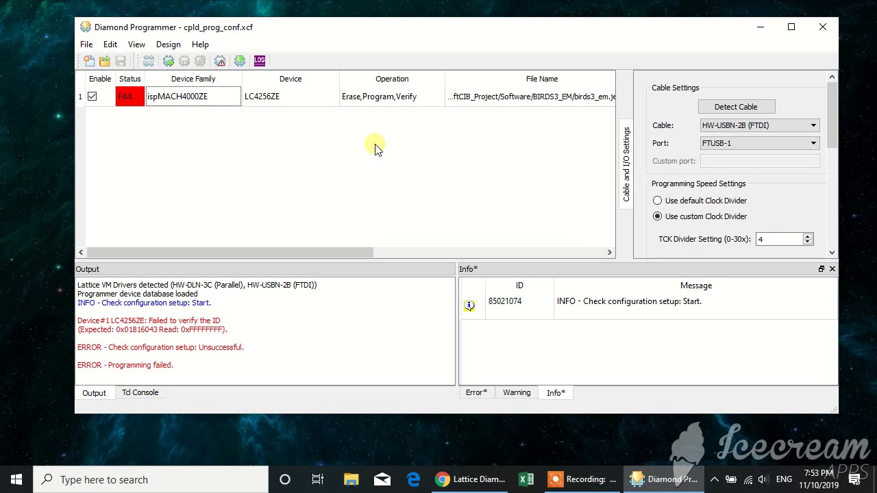 Programming of ispMACH4000ZE CPLD