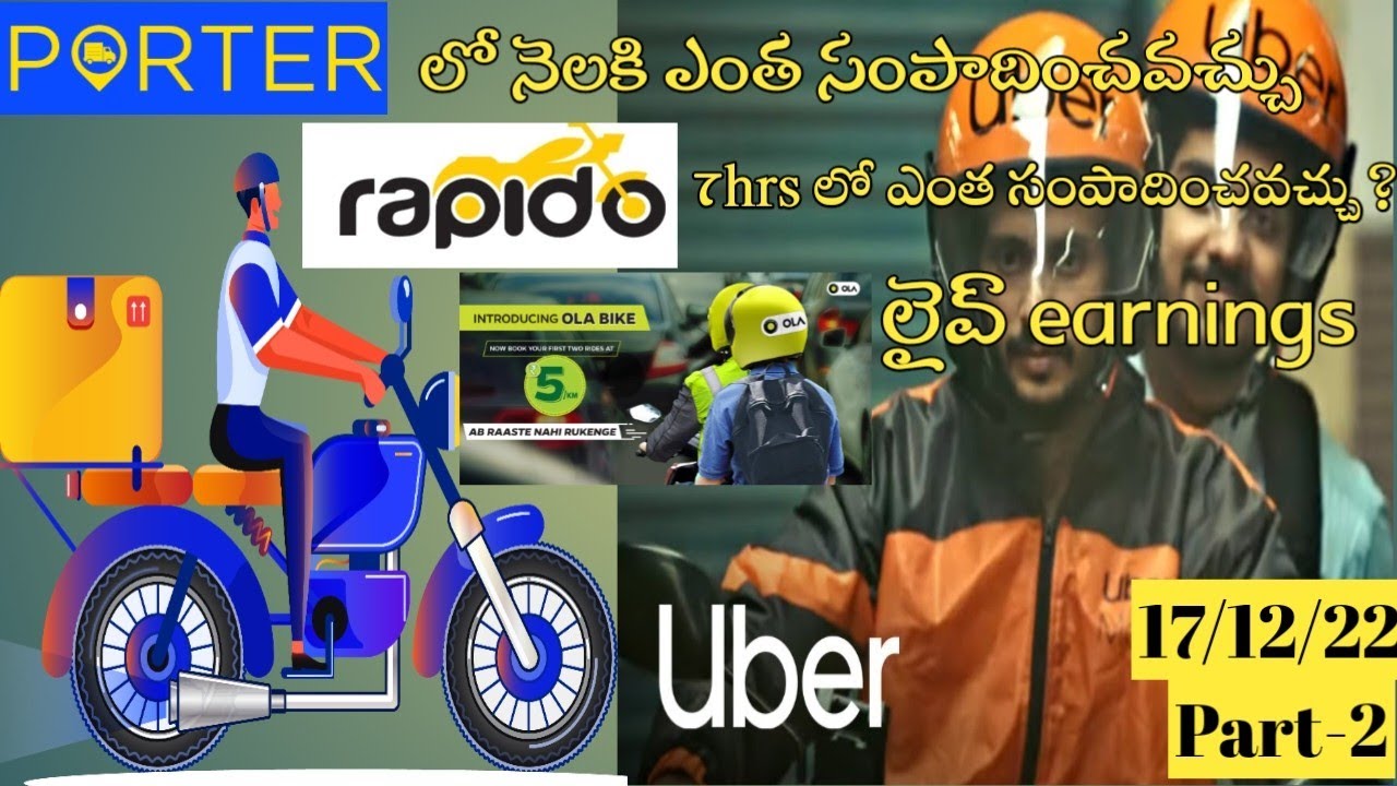 Rapido bike taxi live earnings.Ola.uber.porter.borzo.Best part time job