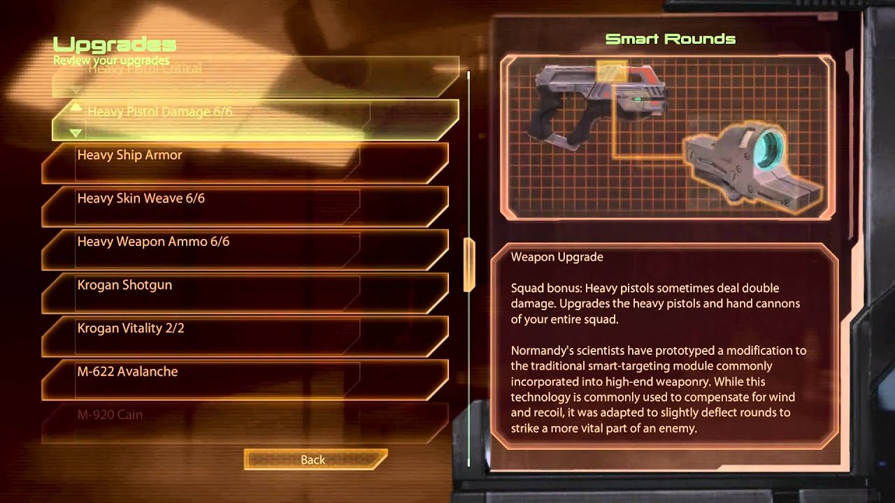 mass effect 2 mission upgrades