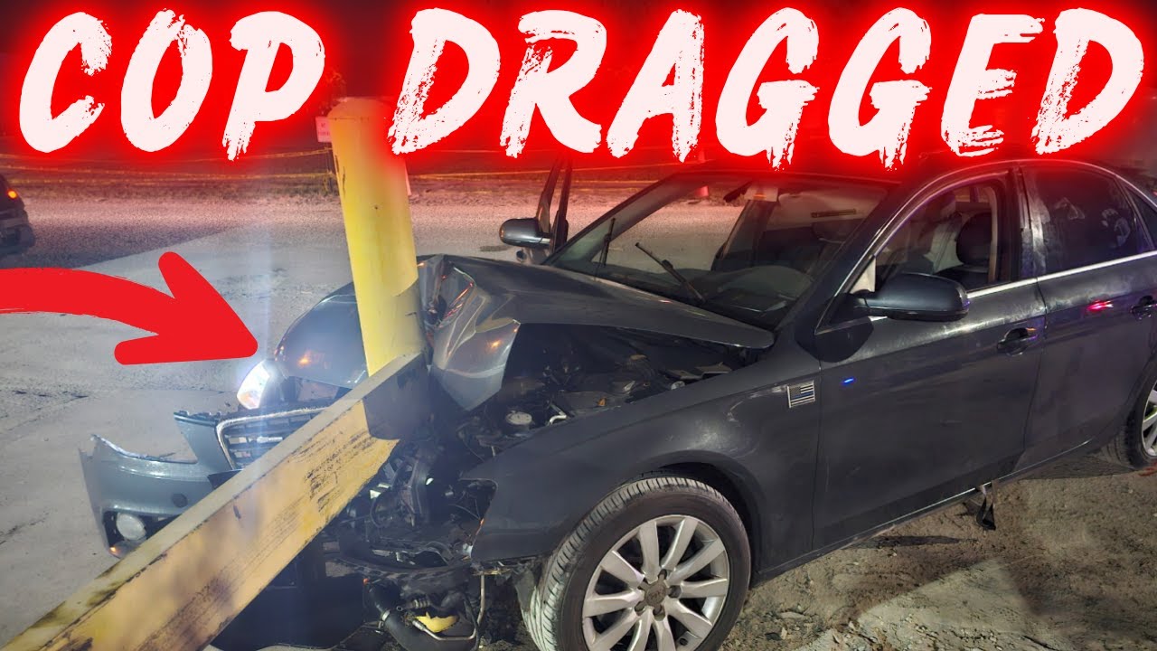 Wild CHASE! COP Gets DRAGGED 150 Ft Suspect Crashes Into Pole! - YouTube