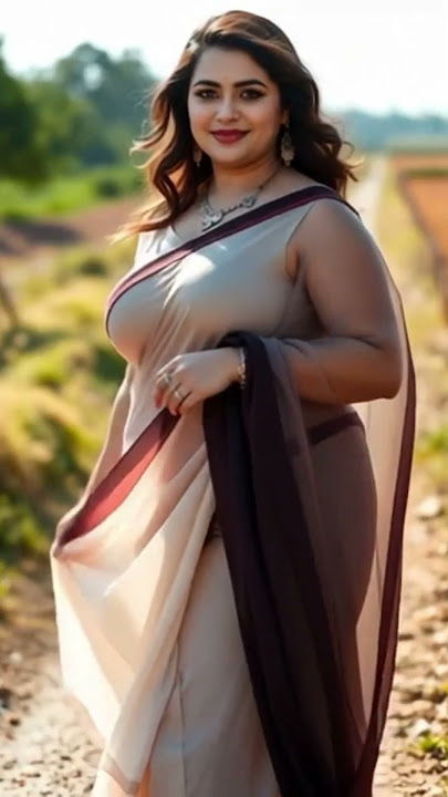 Bold Plus Size Woman in Sleeveless Saree | Desi Outdoor Photoshoot #shorts