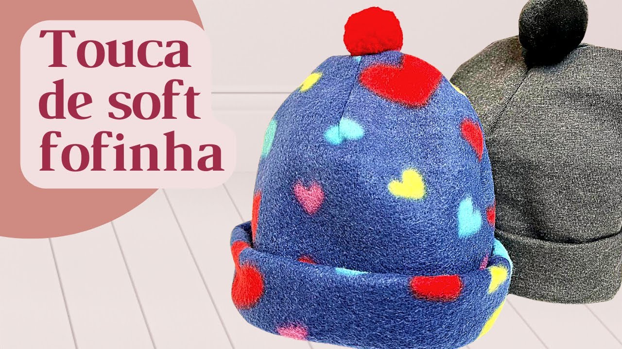 Touca de soft infantil de 0 a 3 meses - Com modelagem - Fácil de fazer