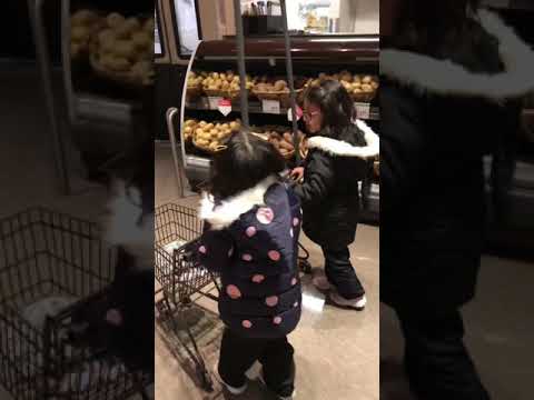 Two little Shoppers in a Grocery Store😊