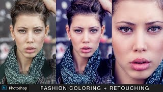 Fashion Coloring and Retouching Portrait in Photoshop - Cinematic Color Grading Photo Effects screenshot 5