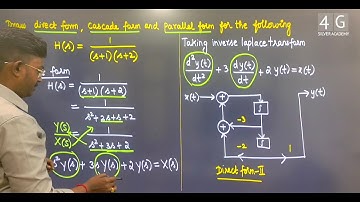 Directe vorm, cascadevorm, parallelle vorm gebaseerd probleem in Tamil Signals and Systems Unit 3