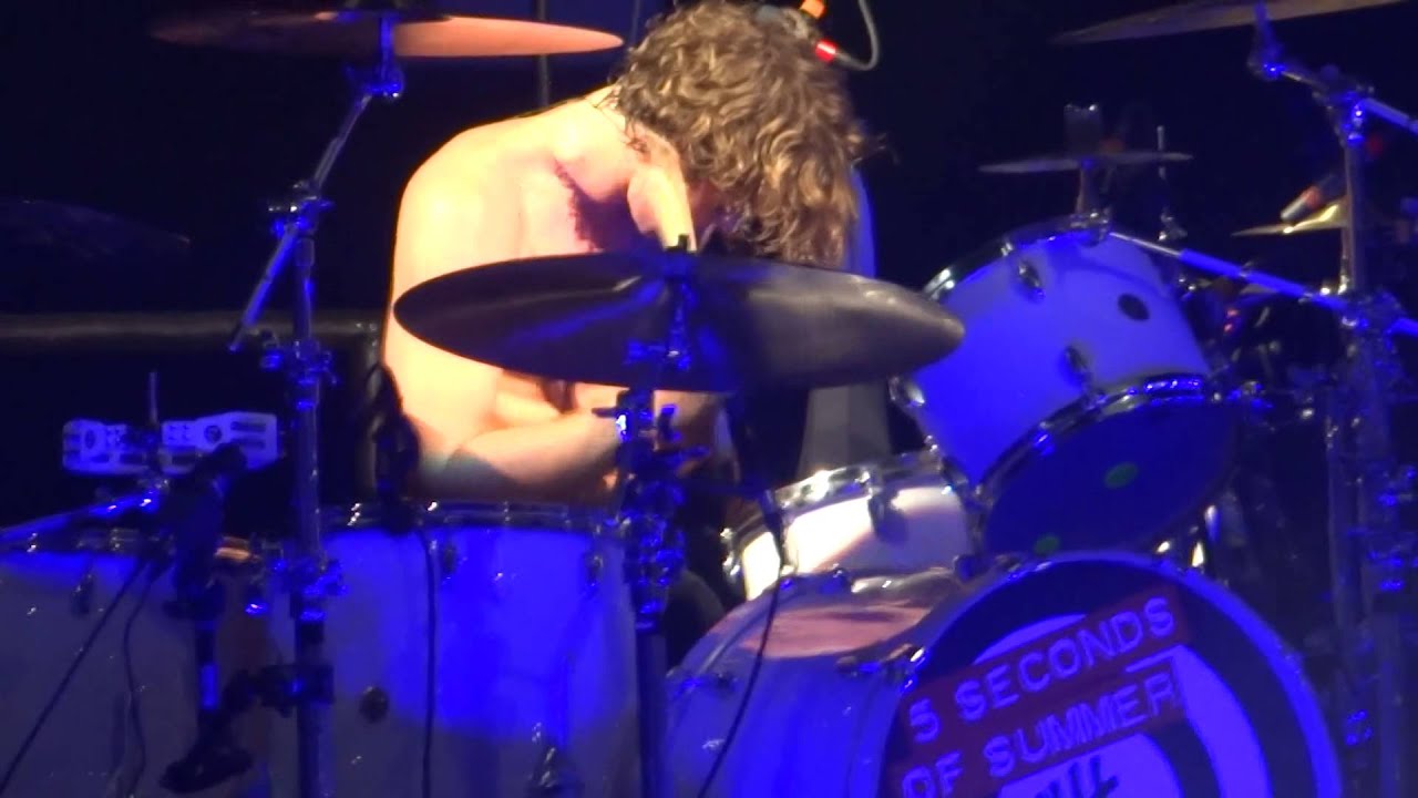 Ashton Drumming Shirtless