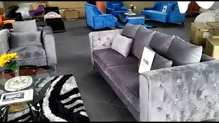 Biel grey Velvet sofa set