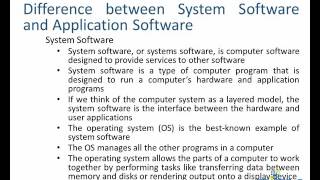 System and Application Software Overview