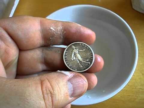 chasseur de tresor  comment nettoyer une monnaie en argent / how to