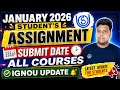 IGNOU January 2026 Students Assignment Submit Date | IGNOU Assignment Submission Date January 2026