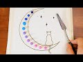 Acrylic Painting on Canvas｜Moon & Cat｜Satisfying Step by Step #445｜Painting ASMR