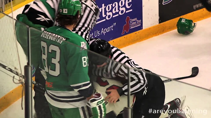 Anthony Pisano of The Danbury Whalers Drops His Gl...