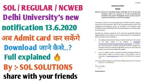 Admit card कैसे करें Download, Delhi University