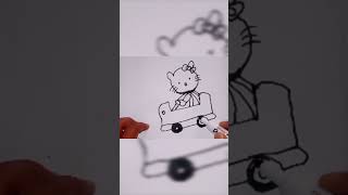 كيفية رسم هيلو كيتي تركب سيارة//How to draw Hello Kitty riding a car