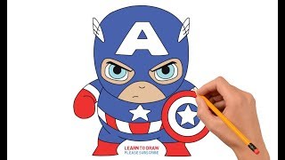 captain america cartoon draw easy step