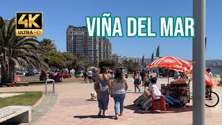 【4K】2022 Viña del Mar Main Beach Walking Tour / Relaxing Walk