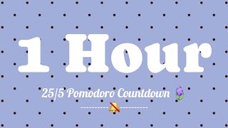 1 Hour Study With Me Timer Aesthetic Print Pomodoro Silent with Beeps Countdown