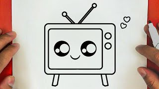 كيفية رسم تليفزيون كيوت خطوة بخطوة / رسم سهل / تعليم الرسم للمبتدئين | cute tv drawing
